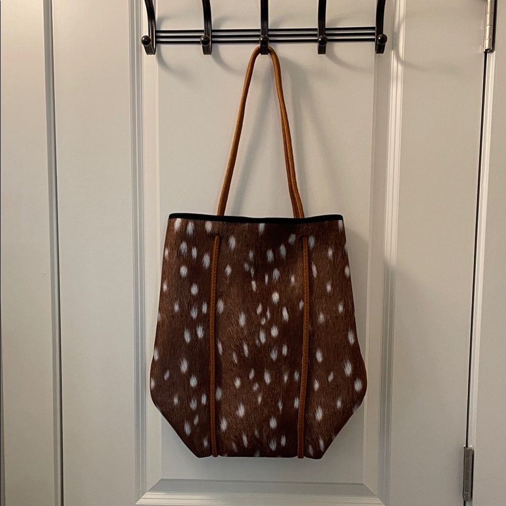 BCBG Brown and White Spotted Tote
